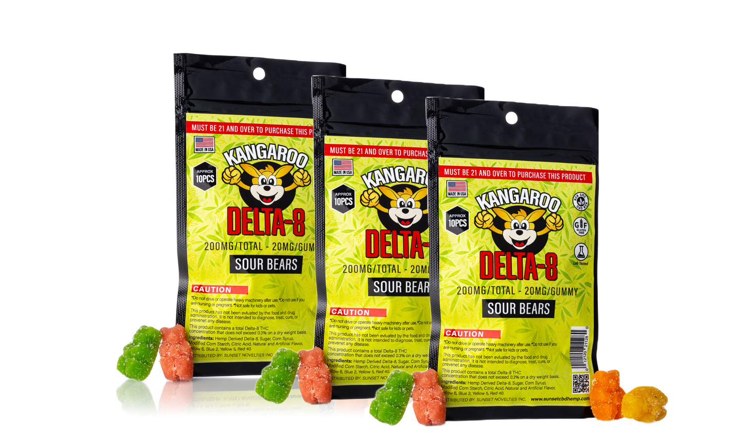 Kangaroo DELTA-8 200MG Gummy Lineup