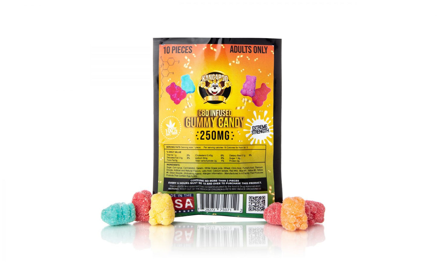 Kangaroo CBD Gummies 250MG Pouch - Gummy Sour Bears