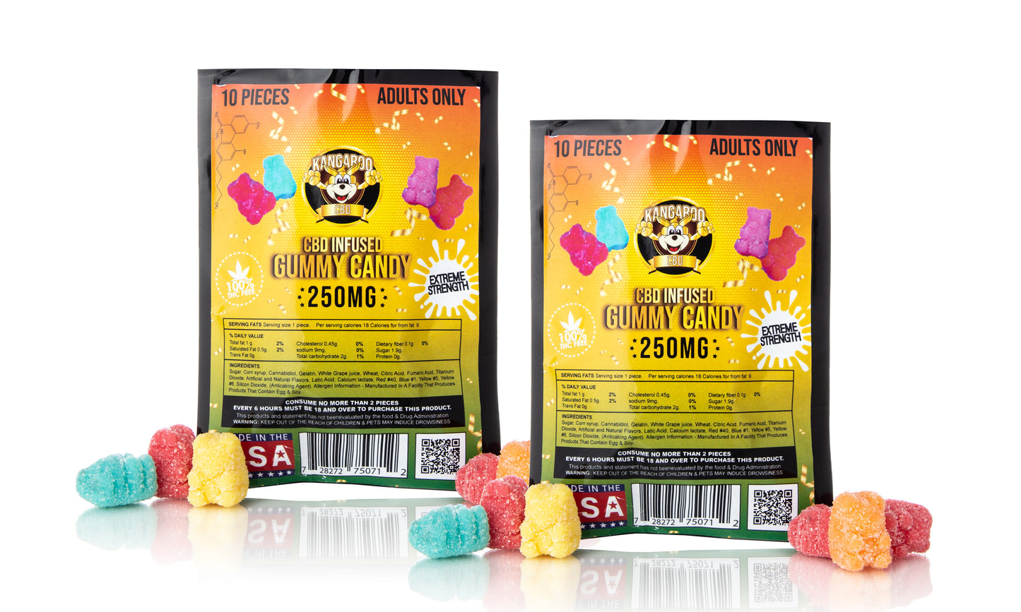 Kangaroo CBD Gummies 250MG Pouch - Gummy Sour Bears