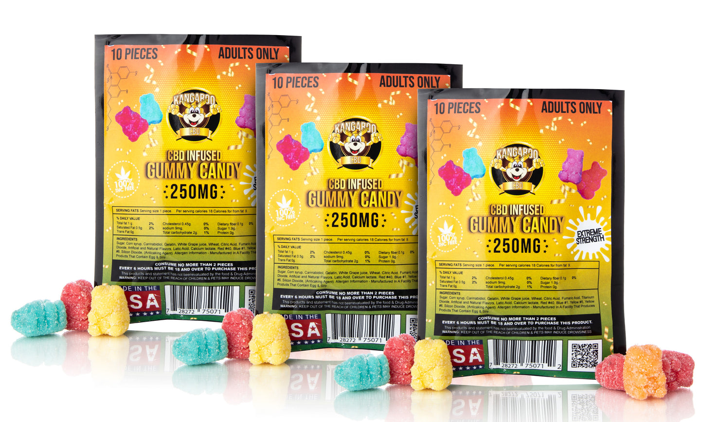Kangaroo CBD Gummies 250MG Pouch - Gummy Sour Bears