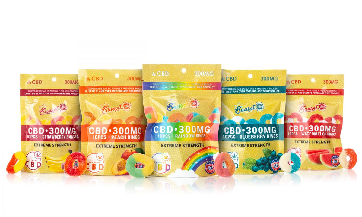 CBD Gummies - 300mg Assorted Flavors - Sunset CBD