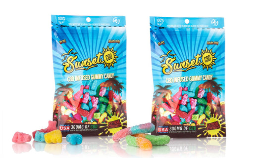 Sunset CBD Sour Bears or Worms 300MG Pouch
